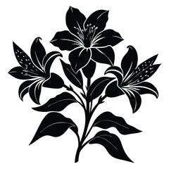 Fototapeta premium Elegant monochrome botanical illustration with blooming flowers