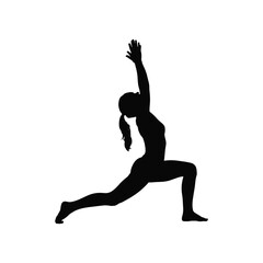 Silhouette of a woman performing a warrior i yoga pose