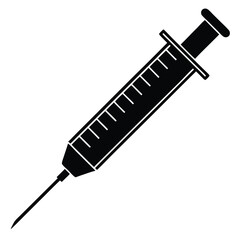 Flat medical syringe with needle vector illustration