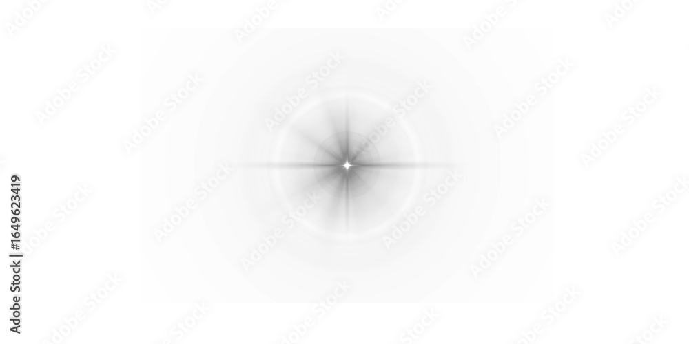 Poster abstract grayscale starburst pattern emanating from a central bright point against a dark background