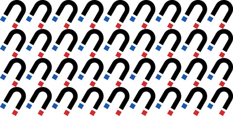 Horseshoe magnet seamless repeatable pattern background in vector