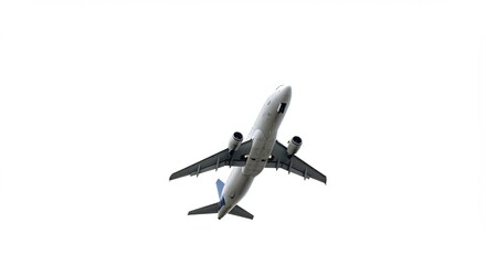 Obraz premium Airplane Ascends Bright Sky Clean Minimalist Image. AI Generated