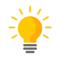 Light bulb with rays of light, vector icon