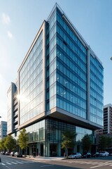 Obraz premium Modern office building with glass facade.