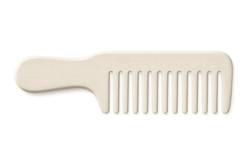 Simple white hair comb isolated on transparent background, representing haircare and beauty routines