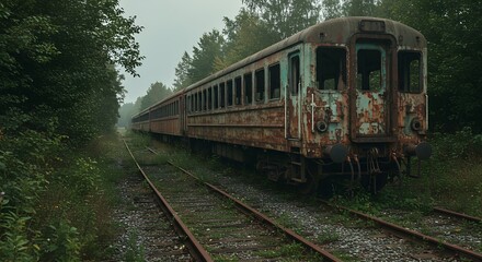 Fototapeta premium abandoned train car on rusty tracks