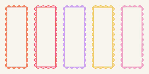 Colorful scalloped rectangular frames on a cream background