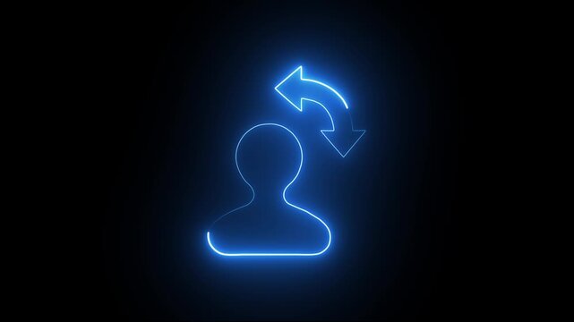 change owner icon neon glowing light effect animation on black background .4k HD video animation .