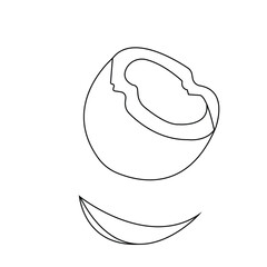 Coconut Outline Minimal Tropical Fruit Line Art for Exotic, Summer