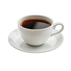 Obraz premium White ceramic coffee cup filled with dark coffee, resting on a saucer