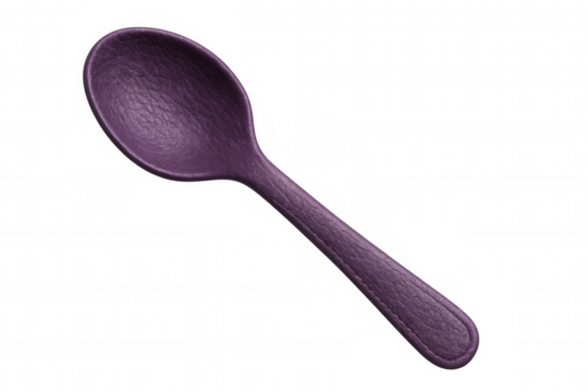 Purple leather textured spoon isolated on transparent background, perfect for creative projects related to unusual tableware
