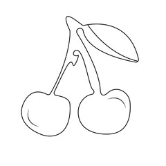 Sweet cherry line art perfect for healthy, organic, and food-related projects.