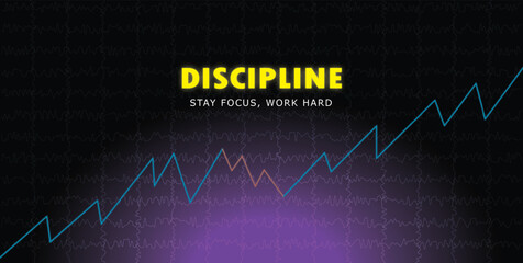 Business graph background illustrating the concept of discipline and hard work for success.