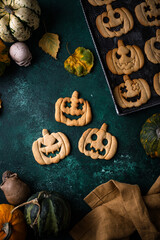 Halloween cookies in shape of jack-o-lantern
