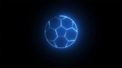 Football icon animation by blue color neon on black background. neon football round icon. - Powered by Adobe