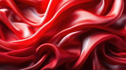 Fototapeta premium This elegant image displays rich red silk fabric with flowing textures, symbolizing luxury, sophistication, and the beauty of fabric art that captivates the viewer's senses.