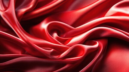 Obraz premium This image features a stunning red satin fabric, elegantly draped to showcase its smooth texture and vibrant color, ideal for fashion and interior design creations.