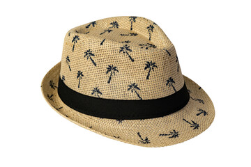 Men's sun hat for travel or vacation in hot weather isolated on white background.Side view. Concept...