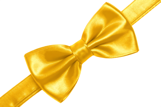 Shiny golden satin bow tie isolated on a transparent background - Powered by Adobe