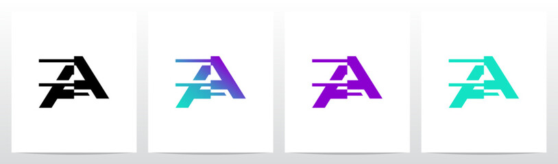 Technology Modern Cyber Glitch Letter Initial Typography Logo Design A