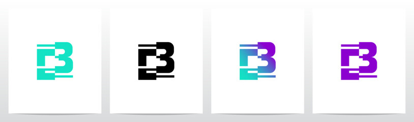 Technology Modern Cyber Glitch Letter Initial Typography Logo Design B