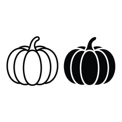 Two pumpkins one outlined and one filled in black