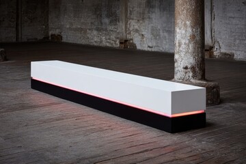 Long, minimalist bench with glowing edge