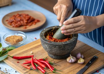Homemade Spicy Chili Paste Preparation