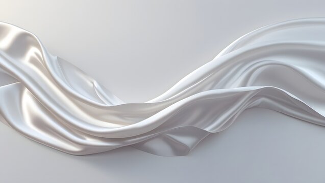 Elegant white silk fabric flowing in gentle waves