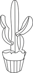 Modern cactus line drawing perfect for desert, succulent, and botanical creative projects.