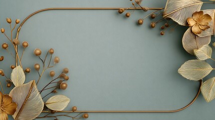 Elegant square frame adorned with zebra print ornaments and dried botanicals on a muted blue background
