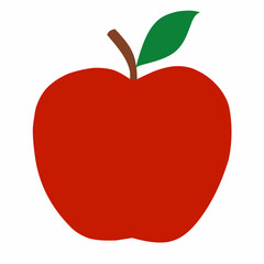 Fresh red apple illustration in flat style, perfect for healthy lifestyle designs, food and drink projects, educational materials, and fruit-themed clipart.
