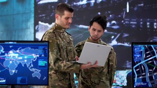 Soldiers Monitoring Intelligence In Control Center