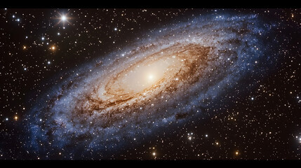 The andromeda galaxy captured in stunning detail with stars and cosmic features in the night sky