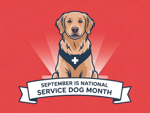 Golden retriever service dog honored during national service dog month celebration - Powered by Adobe