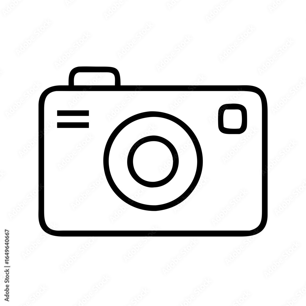 Poster camera icon vector illustration for photography and image capture design element in black line style