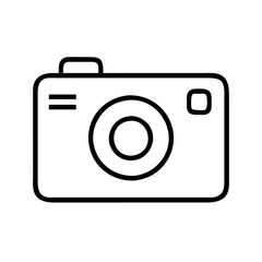 Camera icon vector illustration for photography and image capture design element in black line style
