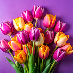 Fototapeta premium pink and yellow tulips