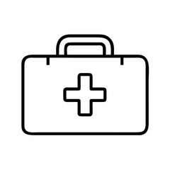First aid kit vector icon medical emergency box healthcare equipment symbol simple line drawing design