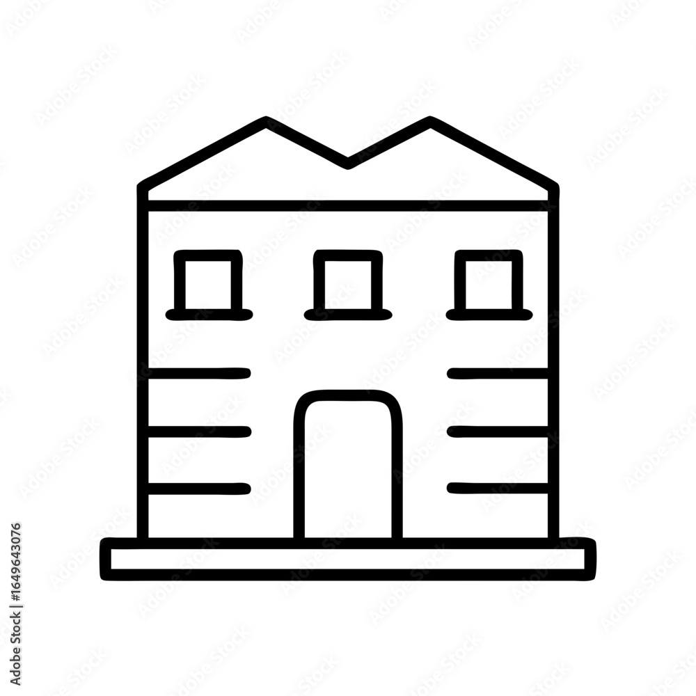 Poster simple line art building illustration for architecture design and real estate property icon use case