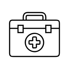First aid kit vector outline drawing medical emergency box healthcare equipment icon symbol aid
