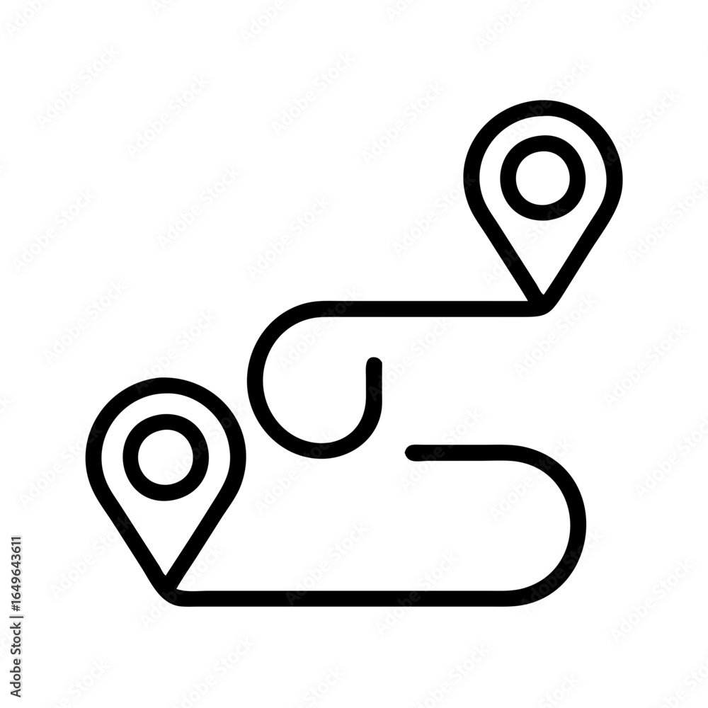 Poster route map navigation direction with location pin pointer for travel and destination guide