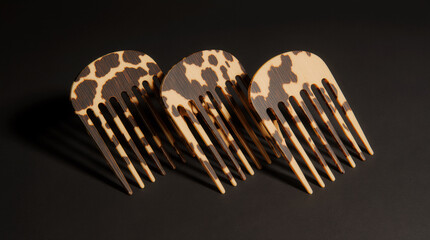 Three combs on a black background