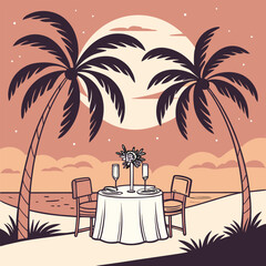 romantic dinner on the beach