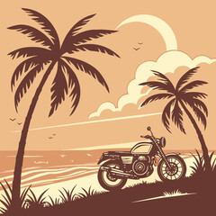 sunset on the beach with palms