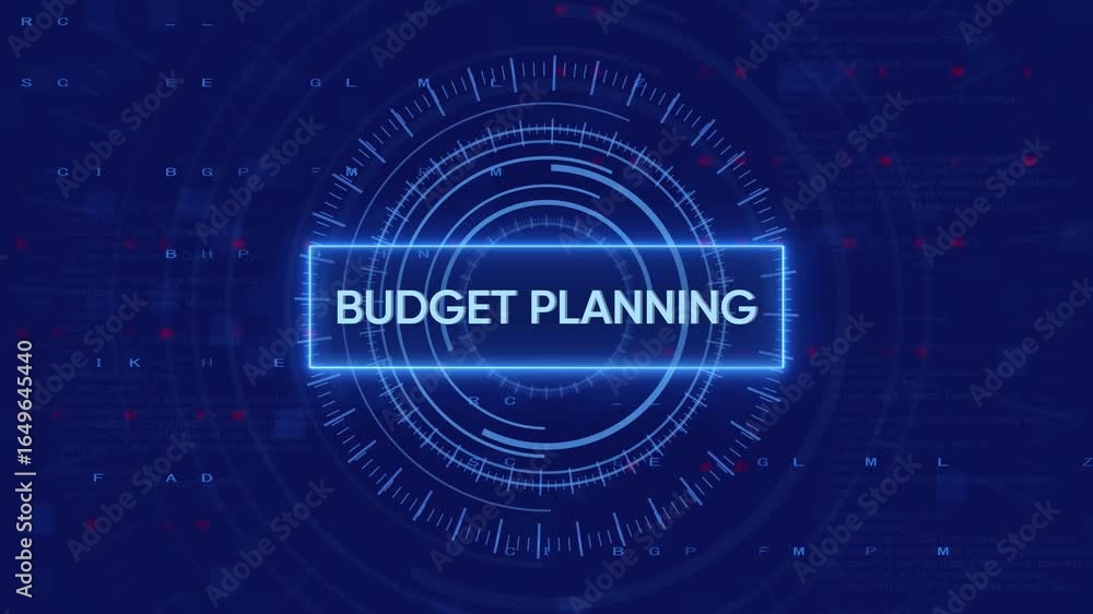 Aufkleber futuristic budget planning interface with data visualization and technology elements