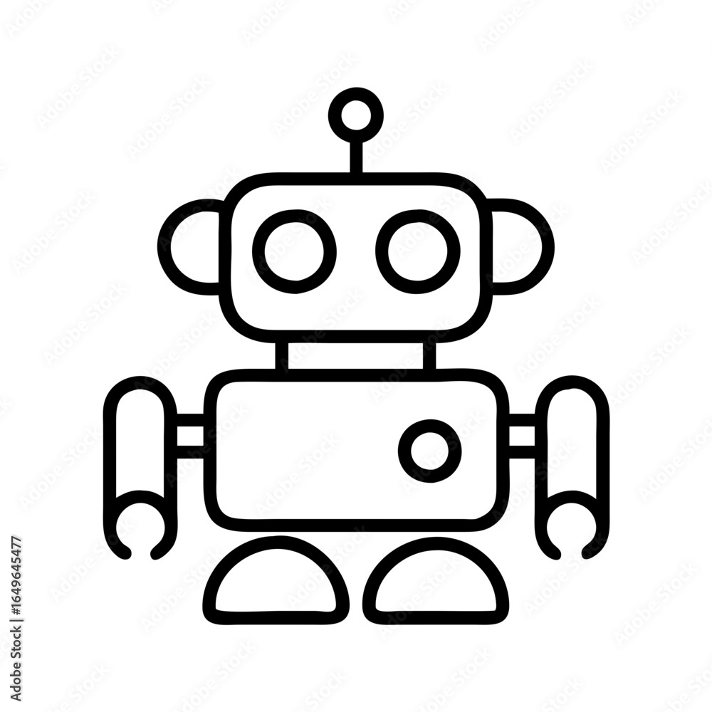 Poster cute robot vector illustration for technology and science projects, robotics and ai design asset