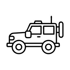 Offroad vehicle suv car auto automobile transport adventure travel outline drawing vector icon image