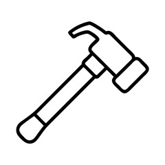 Vector outline drawing of a claw hammer tool for construction carpentry and home improvement projects