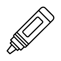 Illustration of a black outline marker pen for drawing and highlighting on white background